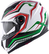 Kappa KV27 Denver Full-face helmet in thermoplastic material, Green / Red / Glossy White | HKKV27FWHRG