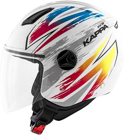 Kappa KV28 Miami Bolt Demi-Jet helmet in thermoplastic material, White / Mix | HKKV28FBLWX