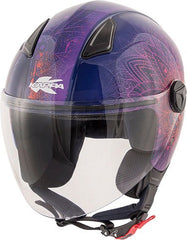 Kappa KV28 Miami Mandala Lady Demi-Jet helmet in thermoplastic material, Purple / Orange | HKKV28FMDPR