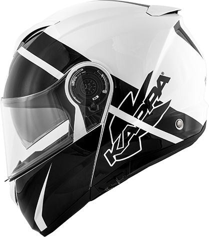 Kappa KV32 Orlando Linear Modular Helmet in thermoplastic material, Glossy Black / White | HKKV32FLNBW