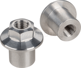 Kedo M8 Threaded Bushing Set, 2 pieces, 15x15mm, aluminum, with flange and hex-head A / F 13mm (suitable for rear fender, replaces E. G. item 10073) | 10224