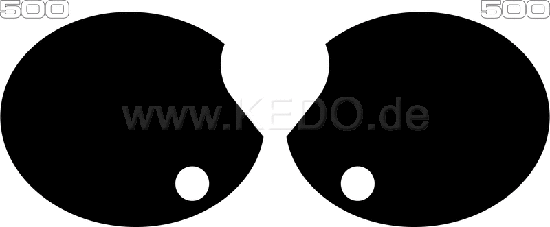 Kedo Side Cover Decal Set '500', Black, 4 Pieces, Right & Left, White Lettering | 21070