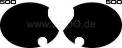 Kedo Side Cover Decal Set '500', Black, 4 Pieces, Right & Left, Black Lettering | 21072