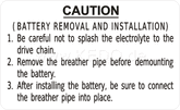 Kedo Indicating Label 'Battery Removal and Installation), transparent background, black lettering, inside LH side cover, size 61x37mm with protection movie | 21289S