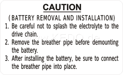 Kedo Indicating Label 'Battery Removal and Installation), transparent background, black lettering, inside LH side cover, size 61x37mm with protection movie | 21289S