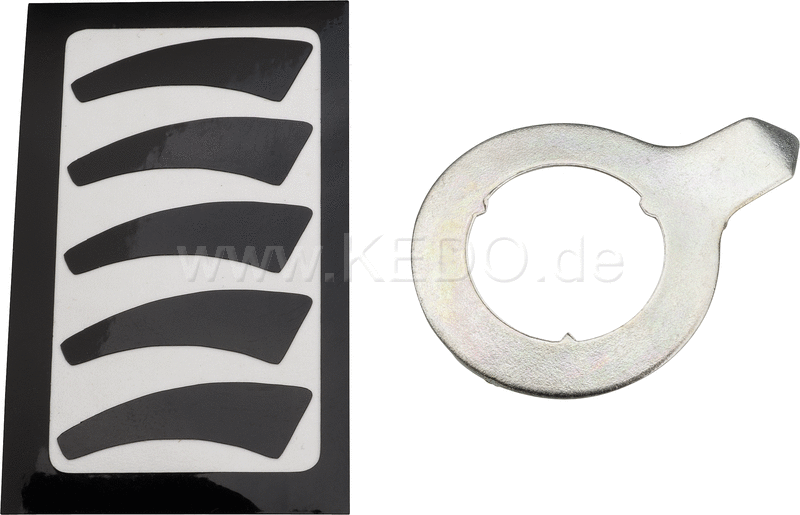 Kedo Wear Indicator for Brake Shoes, including 5 pcs.. sticker BLACK, based on late XT brake anchor plate, alignment When fitting new brake shoes | 21305B