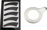 Kedo Wear Indicator for Brake Shoes, including 5 pcs.. sticker BLACK, based on late XT brake anchor plate, alignment When fitting new brake shoes | 21305B