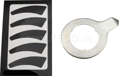Kedo Wear Indicator for Brake Shoes, including 5 pcs.. sticker BLACK, based on late XT brake anchor plate, alignment When fitting new brake shoes | 21305B