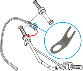 Kedo Throttle Cable Retaining Plate, flat surface for the adjuster of the cables, protects the throttle grip housing, OEM ref. # 583-26398-00 | 22016RP