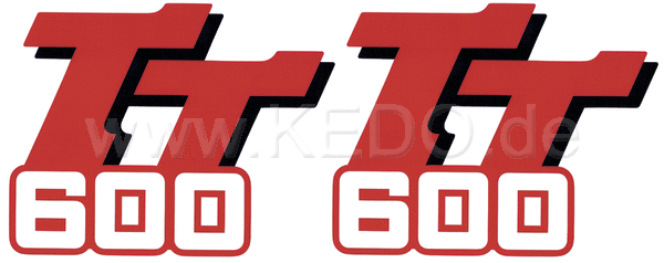 Kedo Fuel Tank Decal TT600, approx. 130x100mm Red / Black / White, 1 Pair = 2 pcs., Heavy Duty Foil | 28422P