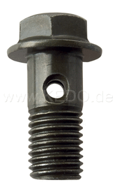 Kedo Screw, Hollow, M10x1.25 for Brake Caliper, Spanner size 12mm, Black / Dark Green Zinc-Plated (OEM-Style) | 29447
