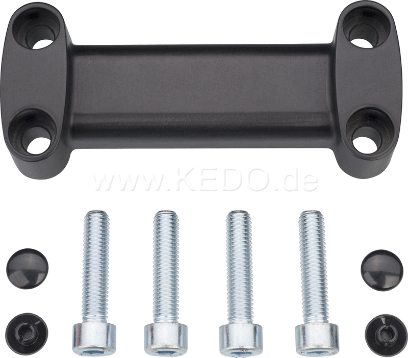 Kedo Handlebar grip 'Sporty', black anodized aluminum, incl 4 pcs.. fixing screws + 4 pcs. black cover caps | 30513B