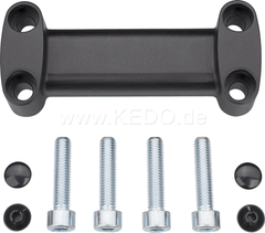 Kedo Handlebar grip 'Sporty', black anodized aluminum, incl 4 pcs.. fixing screws + 4 pcs. black cover caps | 30513B