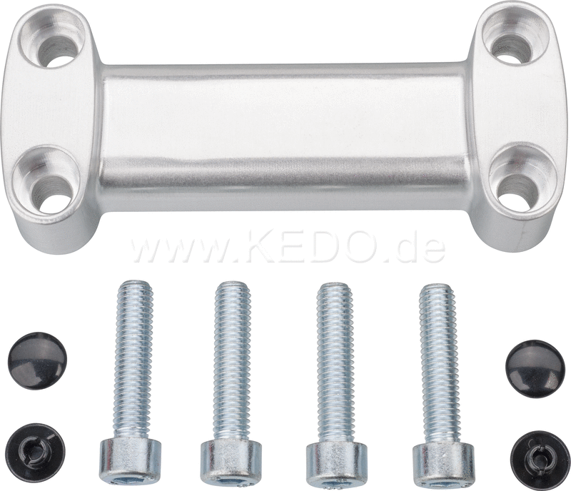 Kedo Handlebar grip 'Sporty', polished aluminum, incl 4 pcs.. fixing screws + 4 pcs. black cover caps | 30513