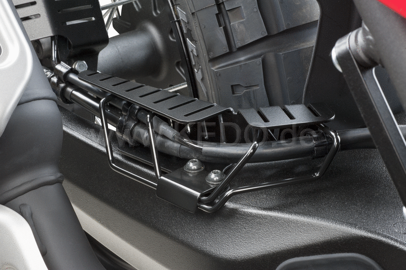 Kedo T7 Brake Line and ABS Sensor Cable Cover on swingarm. 2mm stainless steel, matt powder coated blck | 31069