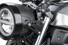 Kedo Head Light Bracket Set "NEO-CNC", replace the original thick brackets, incl 8mm mount for mini indicators, stainless steel black coated | 33115