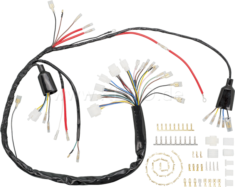 Kedo Replica wiring harness PLUS, crimped internal connections, including mating connectors set (Allows original connection on vehicle side if modified). | 40076-18