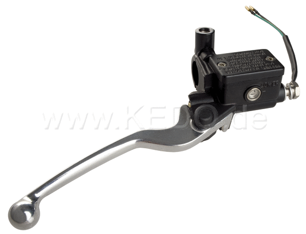 Kedo Front Brake Master Cylinder 1/2 "with aluminum Lever silver, Clamp with Mirror Thread (RH thread) and Brake Light Switch | 40222