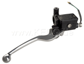 Kedo Front Brake Master Cylinder 1/2 "with aluminum Lever silver, Clamp with Mirror Thread (RH thread) and Brake Light Switch | 40222