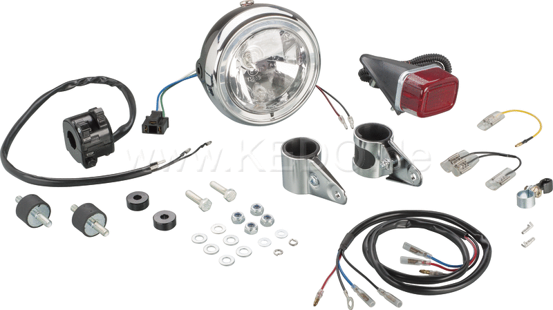 Kedo TT500 Light Kit Complete including e-approved reflector, parking light & lamp ring WITHOUT grille -> please enlarge pilot light bore if Necessary | 40608
