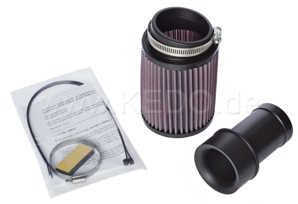 Kedo Intake Duct for Mikuni TM36 / 40, Length 120mm, Complete with K & N Racing Air Filter and Mounting material | 40632