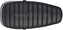 Kedo Seat 'Ultra Classic', ribbed black cover, white piping, ready-to-mount, including rear bracket 27153, length 55cm, incl passenger seat strap.. | 40805