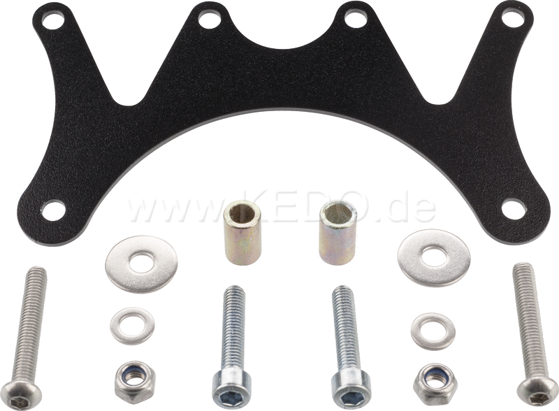 Kedo Gauge Bracket for Daytona 'Velona Tachometer & Speedometer, including material for lowering the main switch.' Duo Plus', black coated stainless steel | 40822S