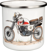 Kedo Nostalgic Mug 'XT500 Paris- Dakar', approx. 300ml, enamel with metal rim (hand wash recommended), in gift box | 41576