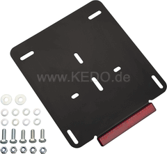 Kedo License Plate Support 180x200mm with Angular Rear Reflector, aluminum, black, incl mounting material, suitable for license plate bracket item 50,089th | 50097