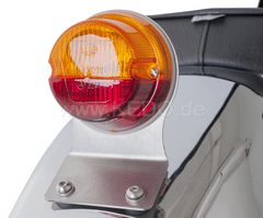 Kedo Hella Classic Taillight with stainless steel bracket, without license plate light, suitable for item 63020 + 63021, TUV with report | 50119CR
