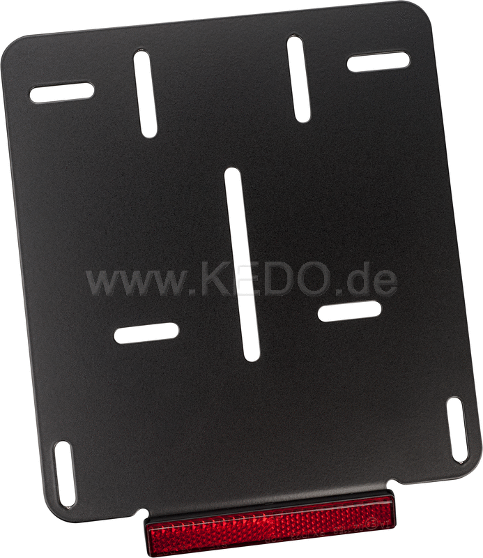 Kedo License Plate Holder for Euro License Plate 18x20cm, 2mm aluminum black coated, including e-approved reflector | 50149