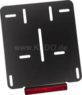 Kedo License Plate Holder for Euro License Plate 18x20cm, 2mm aluminum black coated, including e-approved reflector | 50149