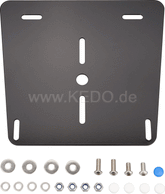 Kedo License Plate Pad for original taillight and Euro License Plate, 2mm aluminum black coated, needs original rubber buffer item 50167 | 50158