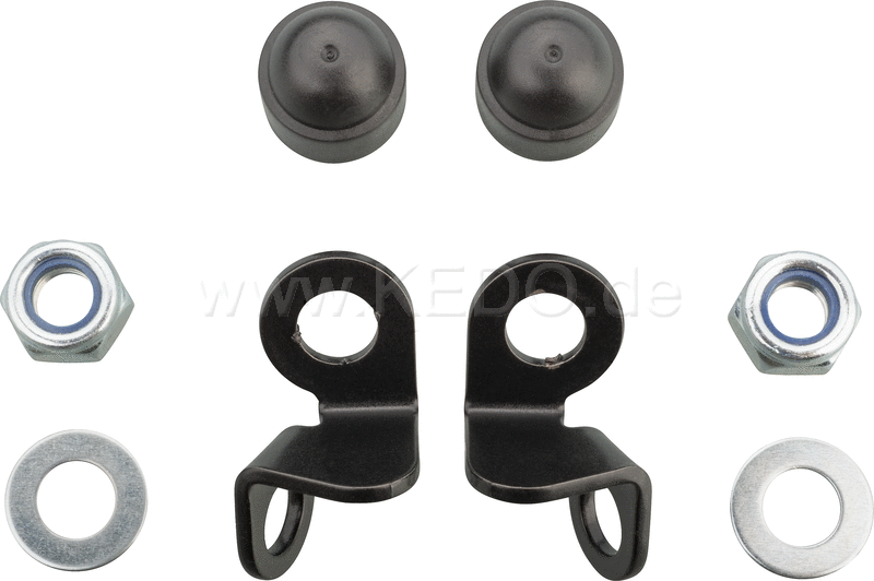 Kedo Front Indicator bracket, fork bridge mounting, 1 pair, black stainless steel, suitable for indicators with 6-8mm diameter pin | 50169