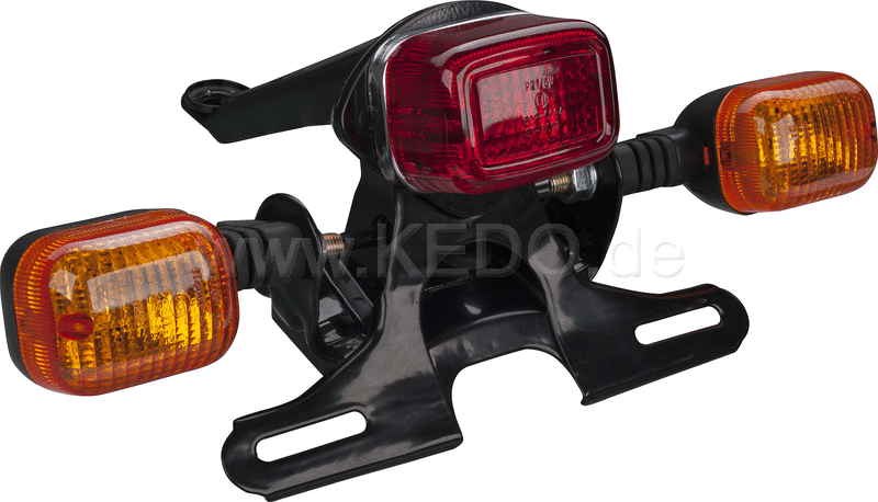 Kedo TT-style taillight adapter suitable for OEM XT500 taillight bracket and taillight 50590, Supplied with all small parts, without taillight | 50504