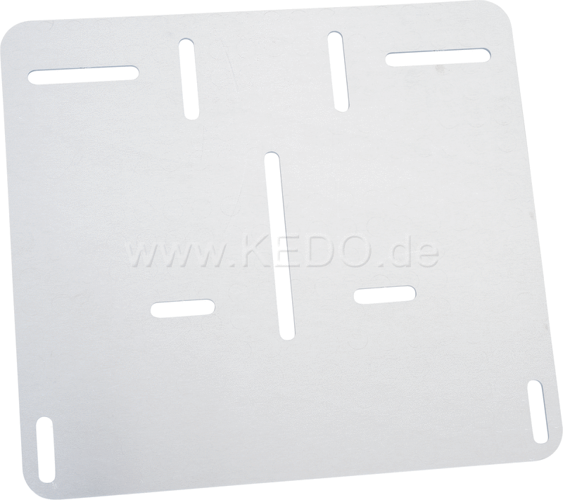 Kedo License Plate Reinforcement Plate for Euro license plate 22x20cm, aluminum 2mm, rounded, univ mounting thanks to various lasered mounting holes. | 60221