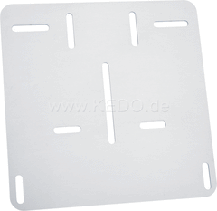 Kedo License Plate Reinforcement Plate for Euro license plate 20x20cm, aluminum 2mm, rounded, univ mounting thanks to various lasered mounting holes. | 60222
