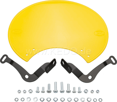 Kedo Number Plate 'Six Days', Preston Petty plastic yellow, ready to mount with black stainless steel brackets, for original headlight brackets, tilt +/-. | 60405G
