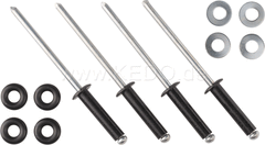 Kedo Rivet Set, Black, compl. with O-ring + Washers, for Sprocket Cover Repair, 12 Pcs. | 60610S