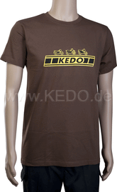 Kedo T-Shirt 'KEDO', size S, cotton brown with yellow print (180g / m² cotton), 100% | 70013S-BG