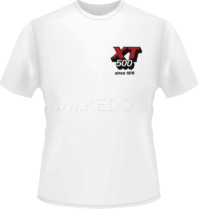 Kedo T-Shirt 'XT500 Model Summary', size M, color : white, print : black back, front red / black 160g organic cotton, 100% cotton | 70038M-W