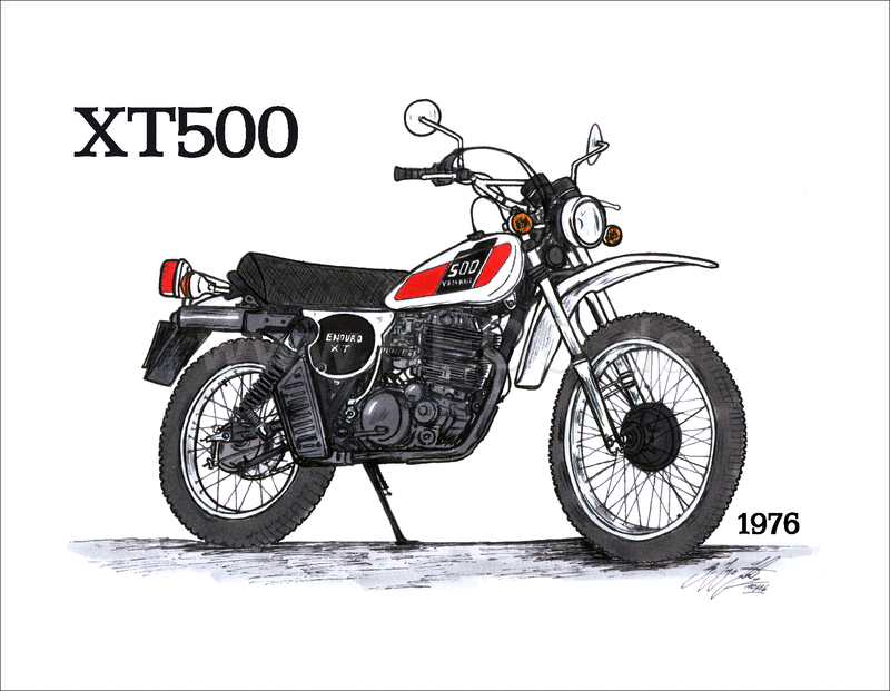 Kedo Art Print by Ingo constantly grilling "XT500 1976", 6-color print on semiglossy poster paper, size approx. 295x380mm | 80108P-76