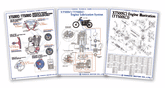 Kedo TT / XT500 Vintage Poster Set, 4c print, 50x70cm each (3 Subjects : Engine / Service / Oil Circuit) | 80158