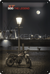 Kedo Retro Sheet Metal Sign 'XT500 Harbor', size 20x30cm, embossed, 4 mounting holes, 4-fold stamped subject | 80163