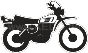 Kedo XT500'77 stickers, stylized '77 model, glossy black, size approx. 100x61mm, 1 piece | 80170-77S