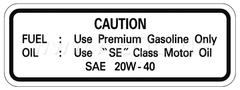 Kedo Service'- Decal, FUEL OIL (4Z, 20W-40) | 90102