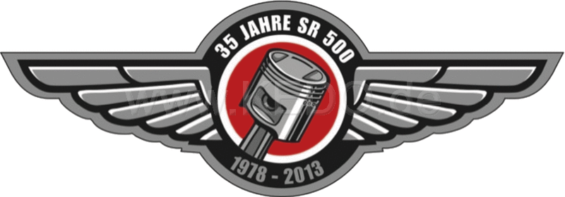Kedo 35 Years Anniversary SR500 stickers, red / black / gray, size approx. 100x35mm, one piece, self-adhesive, NEW : UV-proof 4c print | 90235