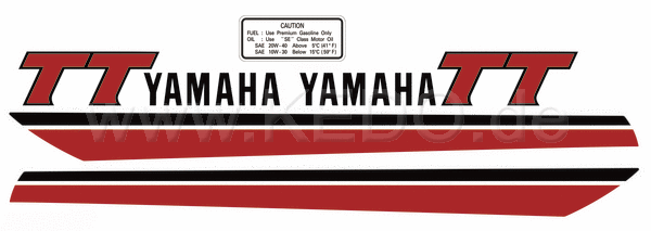 Kedo Fuel Tank Decal TT500'81, Black / Red, complete Set LH / RH, overcoatable | 91069