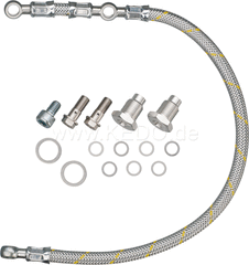 Kedo Twin Feed Oil Line Kit 'Race Line' with Silver Colored Steel Braided Oil Line, Complete Kit | 92050