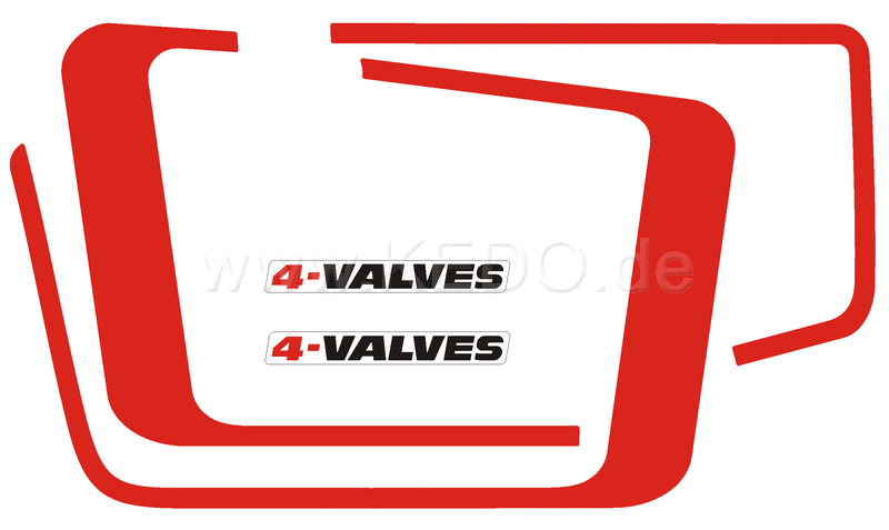Kedo Decal Set for Side covers, one pair for right and left, contains single stripes and lettering, (sticker, decal template = Type 3EW) | 92099